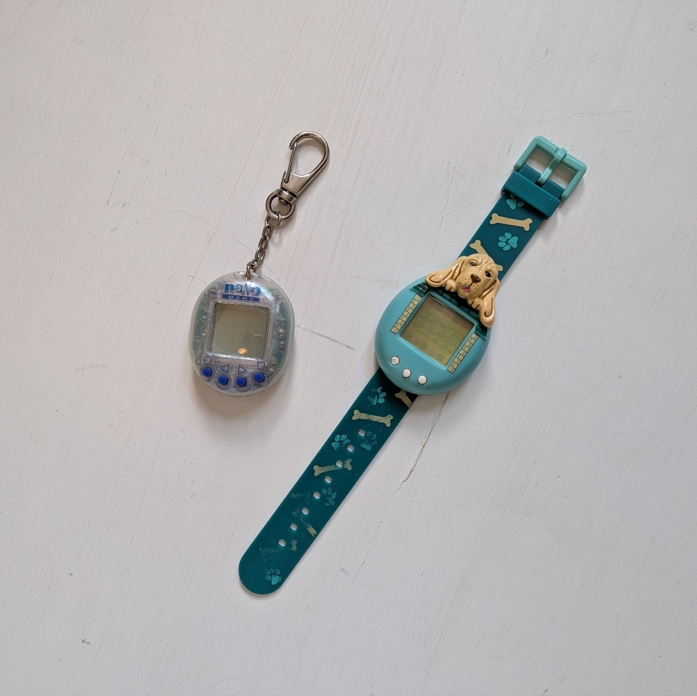 Vintage Tamagotchi Virtual Nano Baby Keychain and Dog Watch and Set
